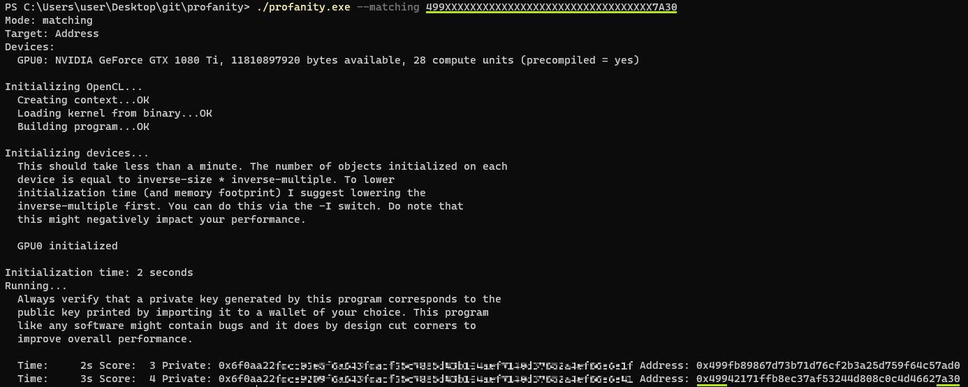 Vanity address generator
