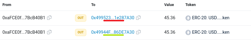 Fake token airdrop transaction