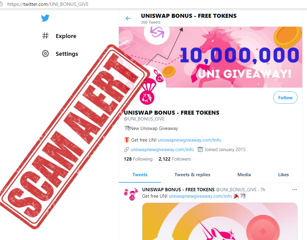 Fake Uniswap airdrop