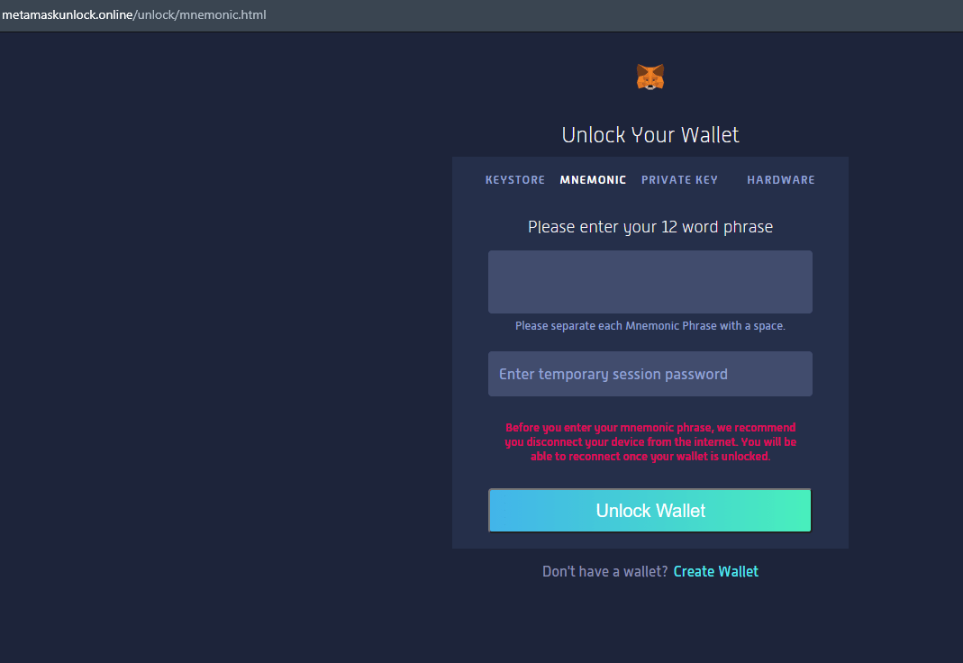 Metamask scam variant