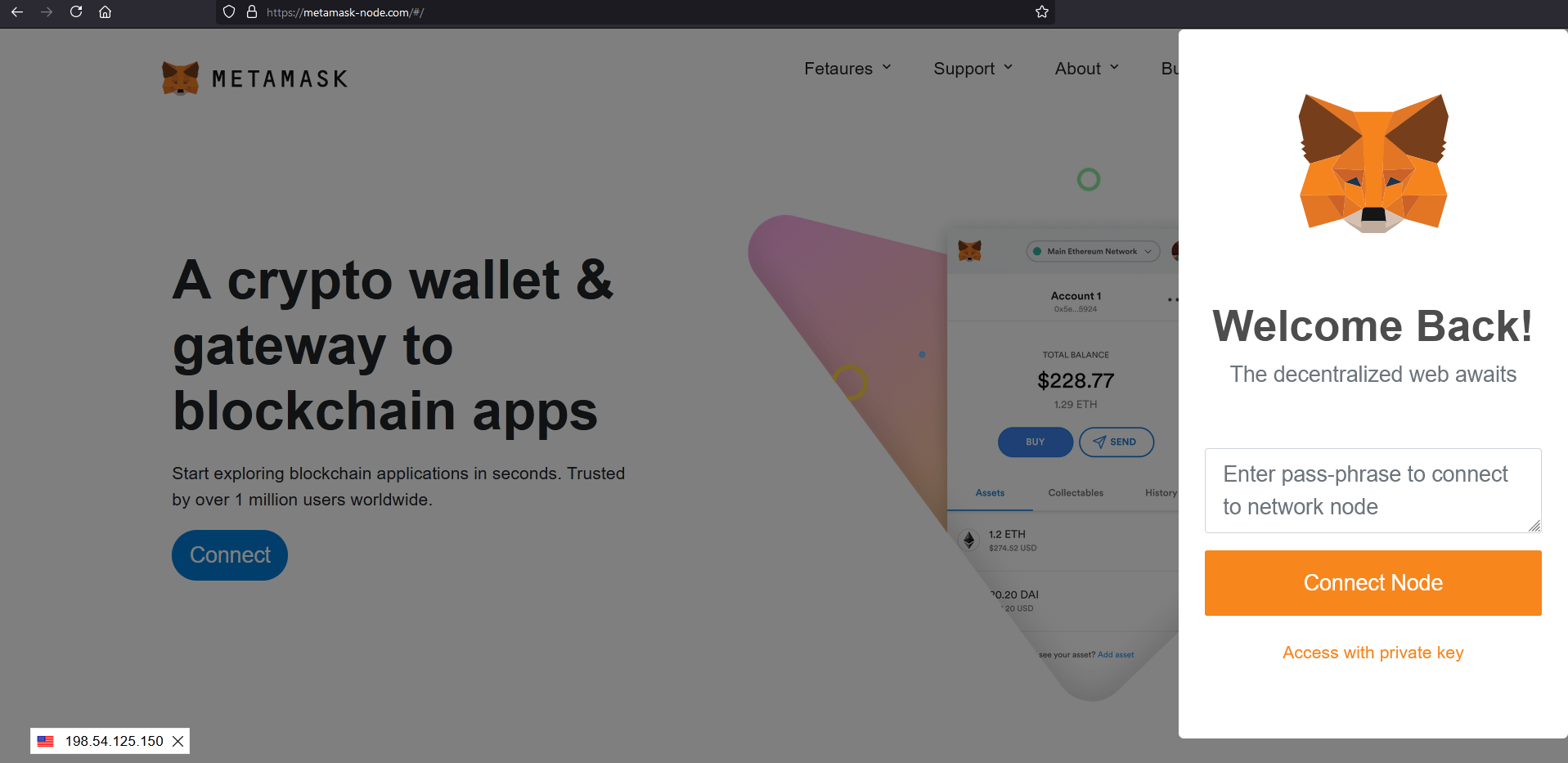 Metamask phishing example