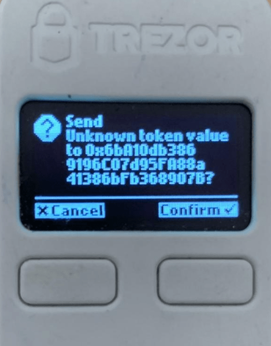 Confirming a Token Transfer on a Trezor