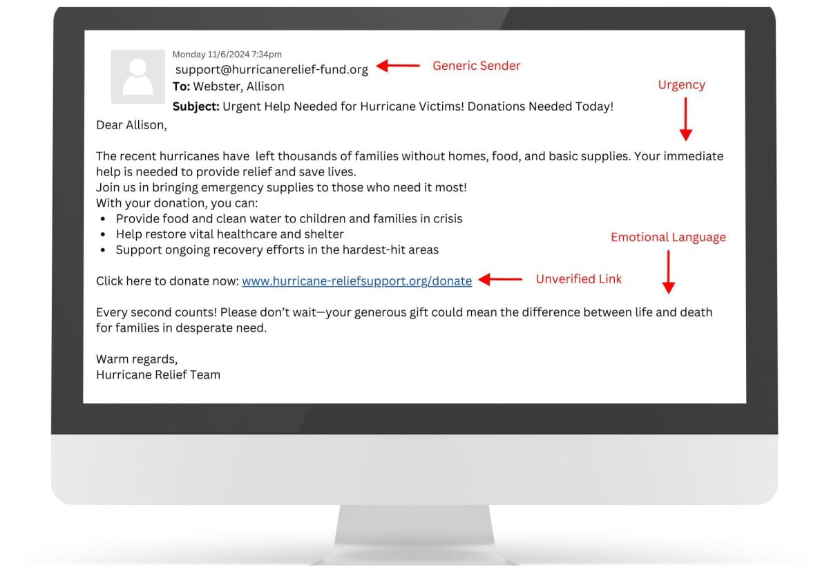 Another example of charity scam email
